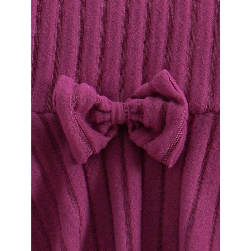 Шикарный комплект для девочек: платье с длинным рукавом и бантом и брюки - Уютная флисовая подкладка, однотонный, машинная стирка - Идеально для осени/зимы, идеально для улицы