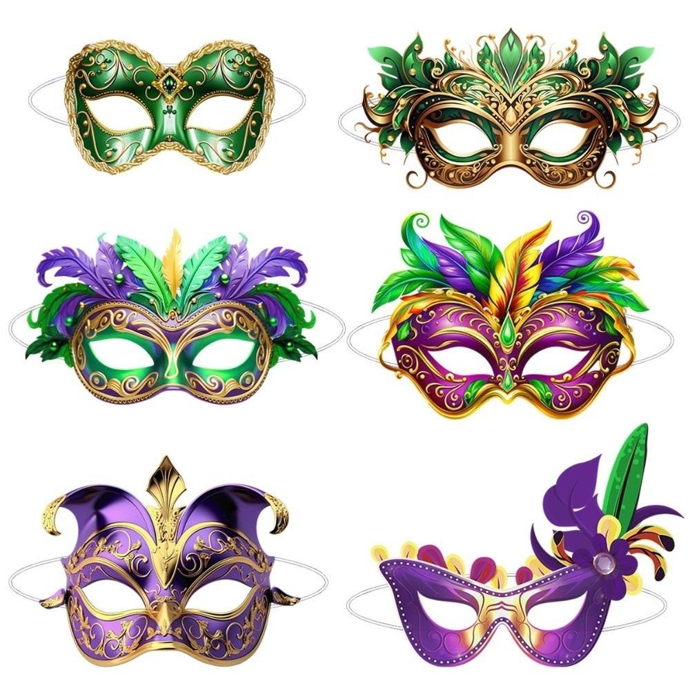 6Pcs Brazilian Carnival Carnival Masquerade Mask DIY Half Face Mask Eye Mask  Party Makeup Ball