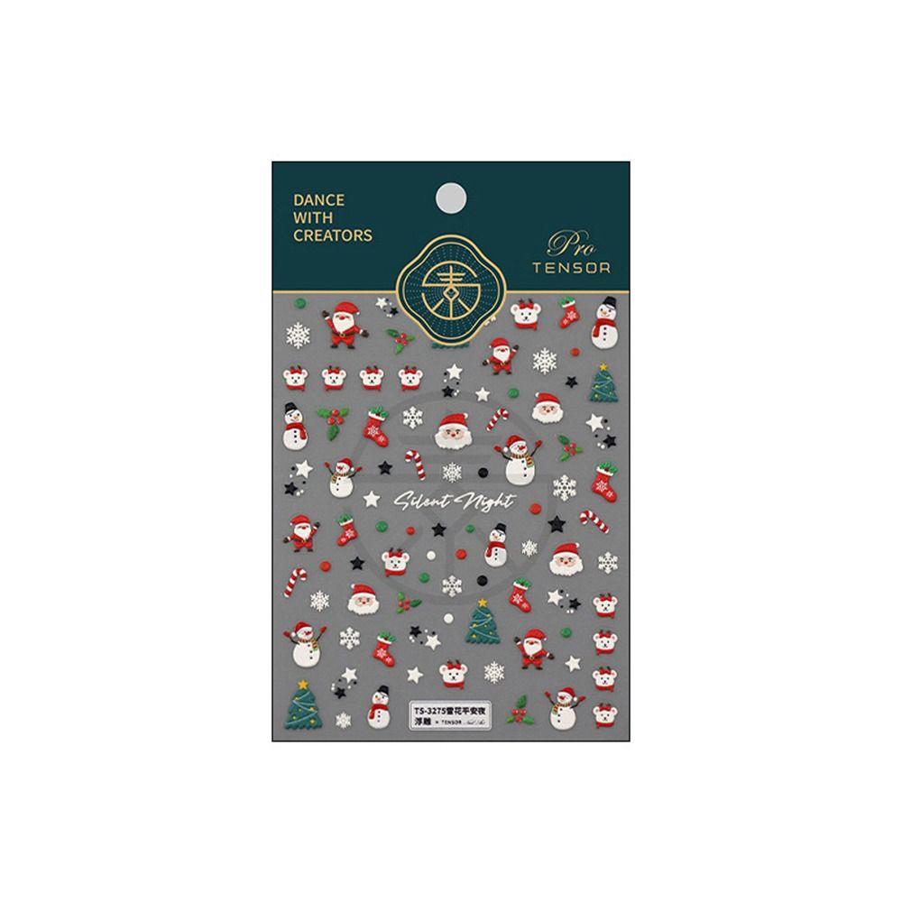 Рождественские наклейки для ногтей Санта Снеговик Маникюрные наклейки Мультяшные наклейки для нейл-арта Женщины