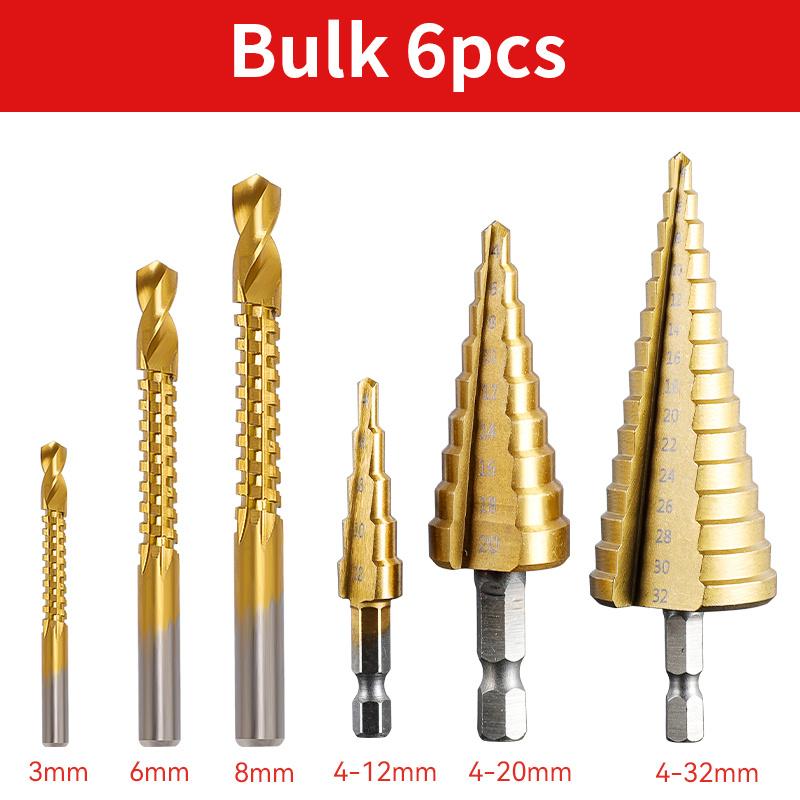 HSS Step Drill Bit Set 4-12/20/32mm Metal Twist Drilling
