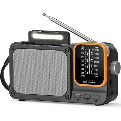 AM FM Радио с Лучшим Приемом, Портативный AM FM Транзистор с Bluetooth, Питание от Сети или Батареек, Аварийное Радио с Кнопочным Управлением, Разъем для Наушников