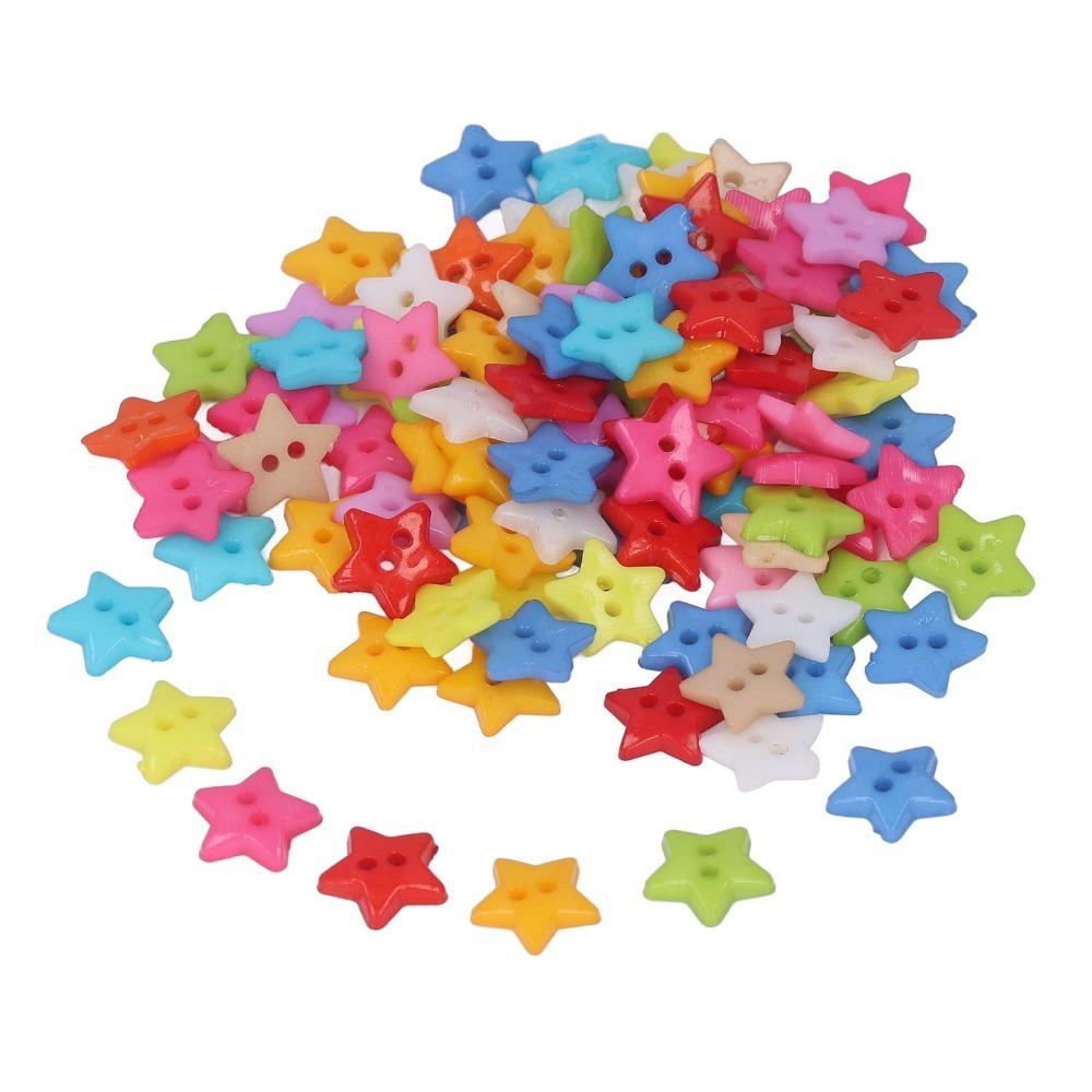 200pcs Assorted Colors Star Buttons Small Size Sewing Buttons Decorative Buttons Sewing Decoration
