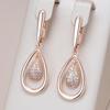 Luxury Elegant Rose Gold Color Drop Earrings for Women Unique Water Drop White Zircon Earrings Party Fine Jewelry