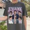 Летняя модная футболка 2026 Чонгук BTS Рубашка Kpop Идол Футболка Винтажный Стиль Фанатская Футболка, Мерч Чонгука Подарок для ARMY, Kpop Фан Идол Концерт Музыкальная Футболка
