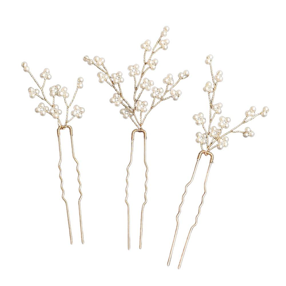 Handmade Pearl Hairpins U-Shaped Updo Decoration Vintage Hair Jewelry Gift for Women