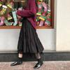 Yarn Skirt Woman's Mid-length Elastic Waist Ruffle Lace Hem School Work Travel High Waist A-line Skirt