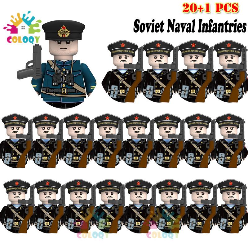 Детские игрушки 21 шт./лот Вторая мировая война N001-N095 Офицеры Солдаты Строительные блоки США Советские Великобритания Мини-фигурки Для детей Дни рождения Подарки