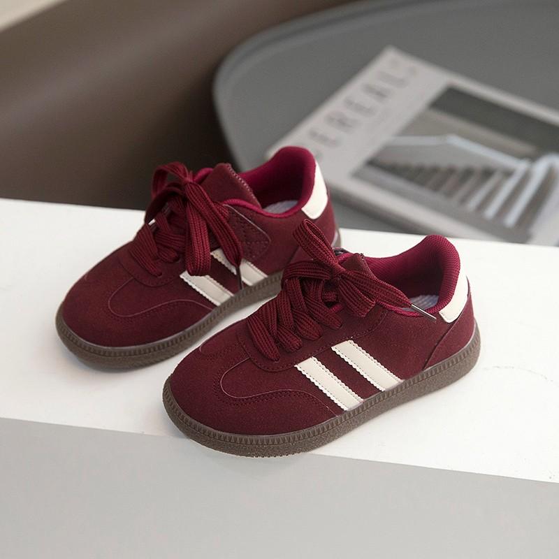 Kids Burgundy Suede Non Slip Casual Retro Sneakers
