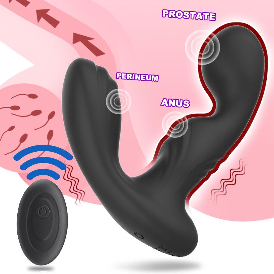 Male Prostate Massager Remote Control Anal Vibrator 10 Modes Full Silicone Testis Stimulate Anus Butt Plug Toy Adult Sex Men Masturbator