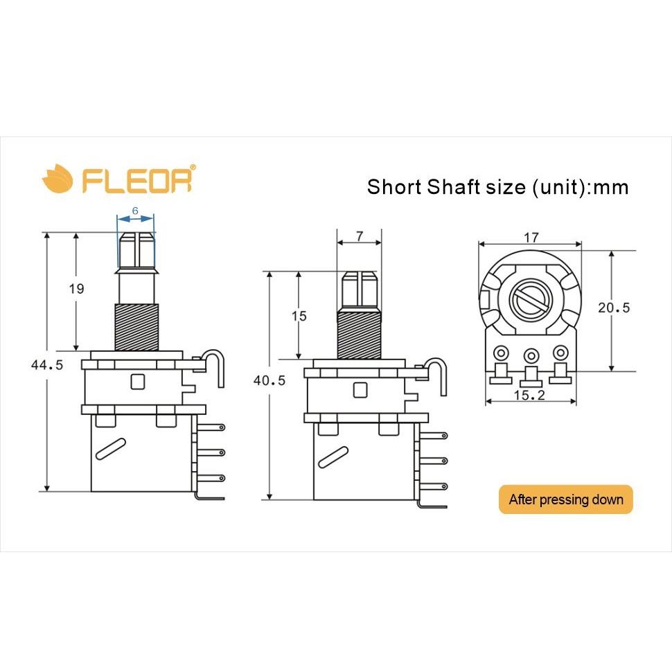 FLEOR 2 шт. Потенциометры Push-Pull Короткая ось Гитара Потенциометры 500K /250K для Электрогитары Бас-гитары