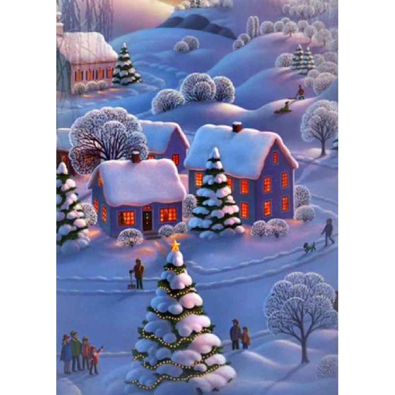 5D DIY алмазная живопись снег зимний пейзаж горный хрусталь художественная картина полная алмазная вышивка мозаика украшение дома Подарочный комплект