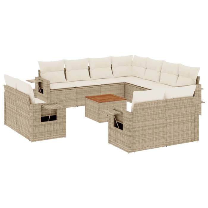 VidaXL Salon de Jardin avec Coussins 12 pcs, Canapés de Terrasse, Ensemble de Meubles de Patio, Mobilier d'Extérieur, Beige 3224826