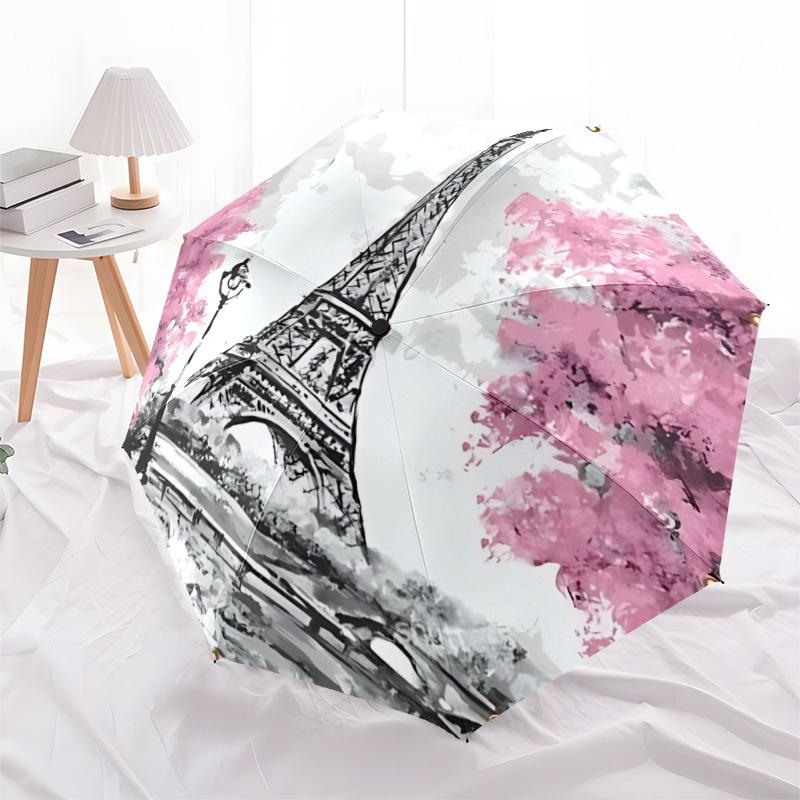 1pc Eiffel Tower, Paris Automatic Umbrella | Portable Foldable 8-Rib Manual Open, Cute Birthday & Holiday Gift for Outdoor yy260107123
