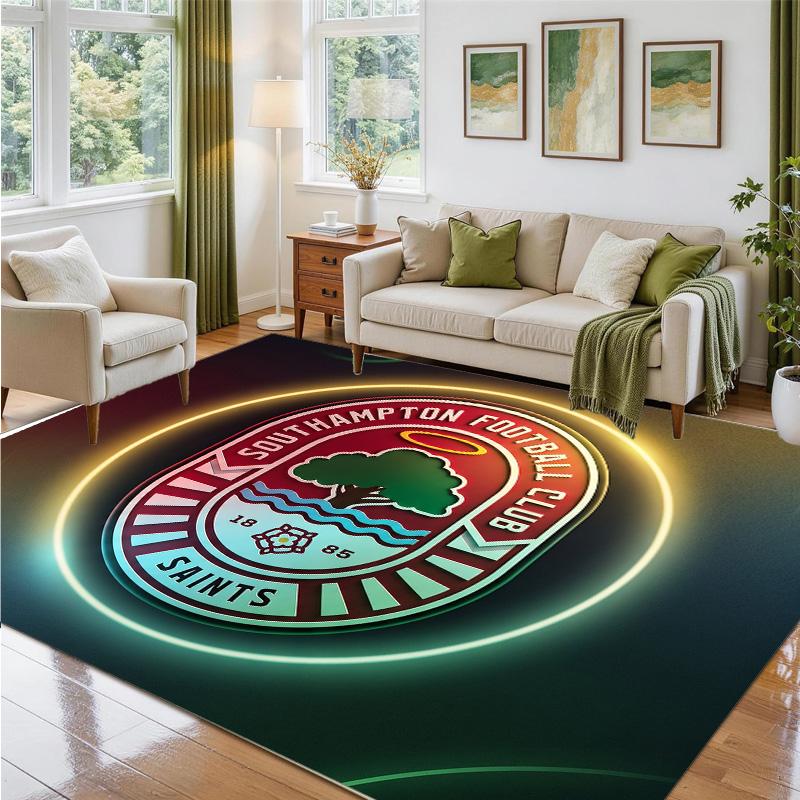 Southampton Football Design Crystal Velvet Rug Soft Decorative Mat for Bedroom Entrance