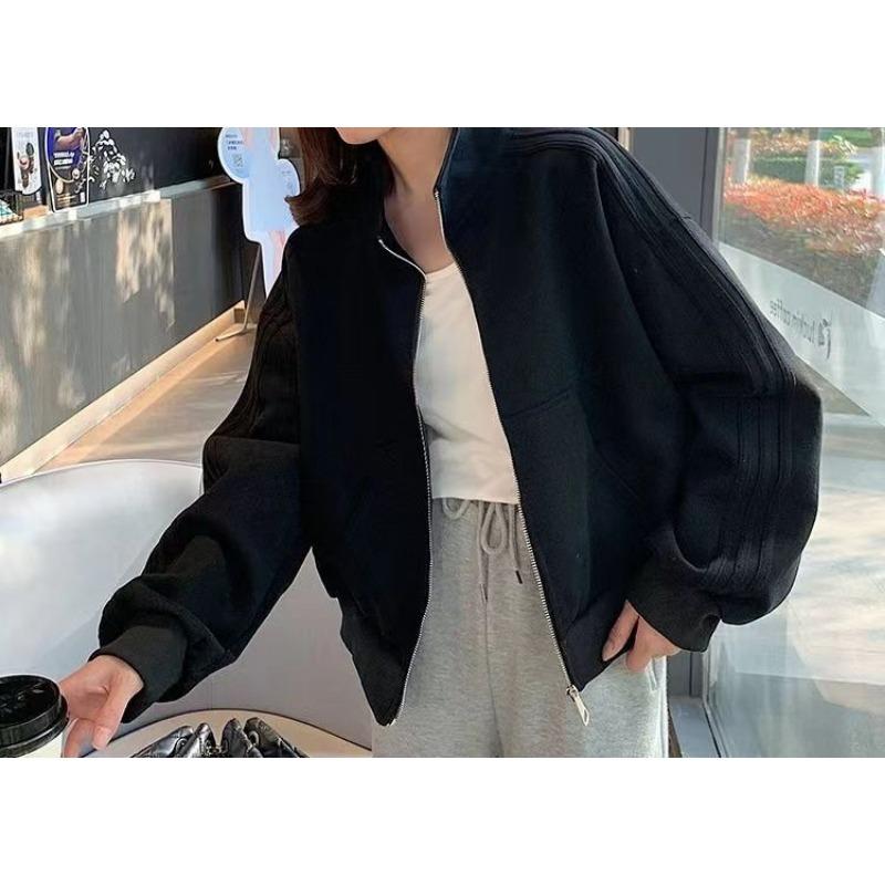 Women S Short Sports Jacket Long Sleeve Stand Collar Casual Coat