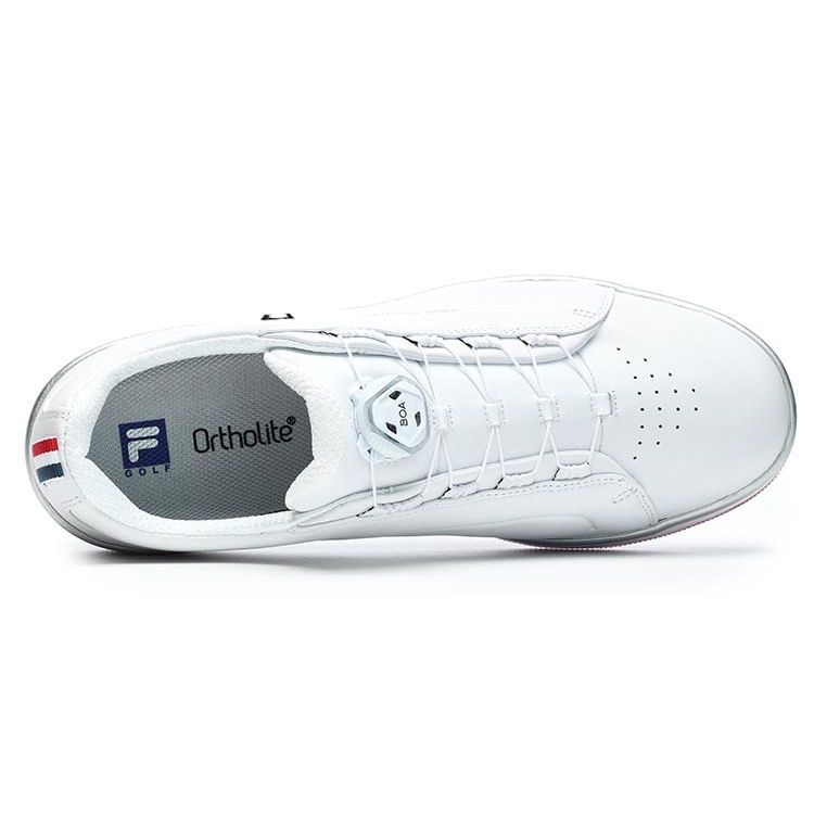 Fila GF 1911 Тренировочные туфли из синтетической кожи с мягкими шипами, низкие, для гольфа, мужские кроссовки FILA-Белые A12M241701FWT