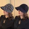Double-side Baseball Cap Adjustable Peaked Cap Fashion Checkered Hat  for Women