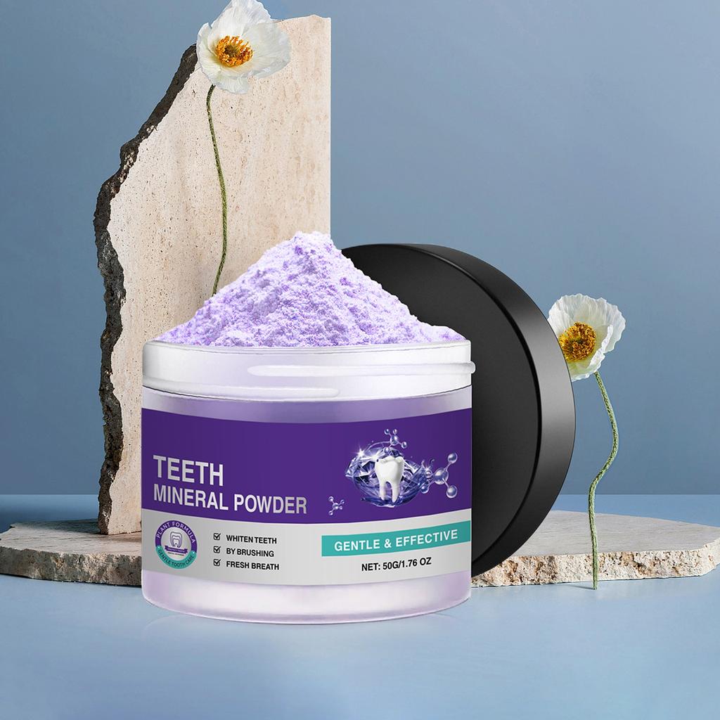 Зубной порошок очищает и удаляет пятна на зубах, пятна, отбеливает зубы, освежает дыхание, фиолетовый зубной порошок