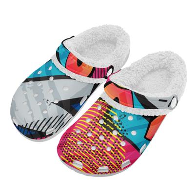 1 пара теплых белых сабо из ЭВА с подкладкой, обувь слипоны, унисекс, мягкая плюшевая внутренняя часть, легкий, противоскользящий дизайн, удобная зимняя повседневная обувь