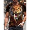 Мужская футболка с рисунком животных 3D Saber Tooth Tiger с коротким рукавом, модная персонализированная футболка в стиле ретро, свободная одежда больших размеров