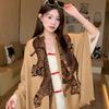 Old money style imitation cashmere golden leopard silk scarf women's spring and autumn European and American fashion high-end outdoor air-conditioned