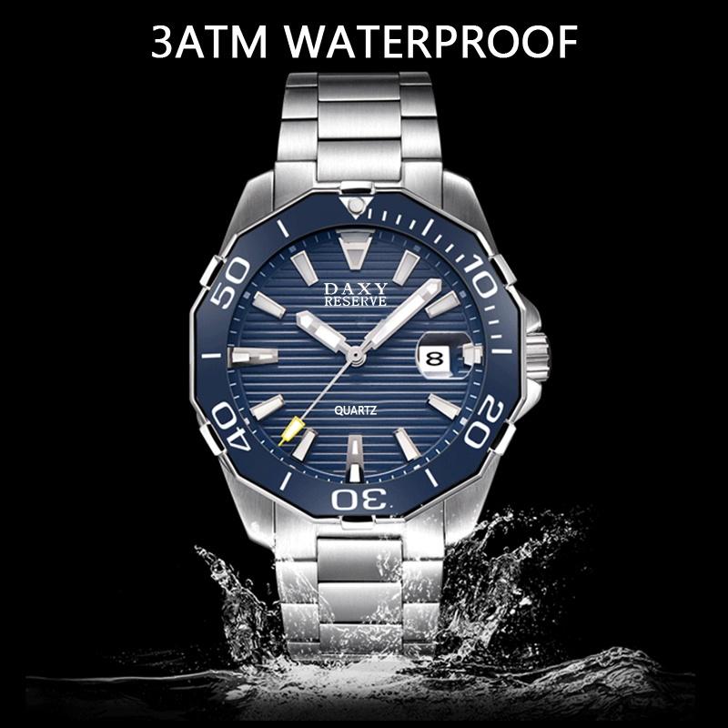 Luxury Fashion Quartz Watch Men Week Date Clock Stainless Steel Sport Watch Men Quartz Wristwatch Christmas Gift for Men