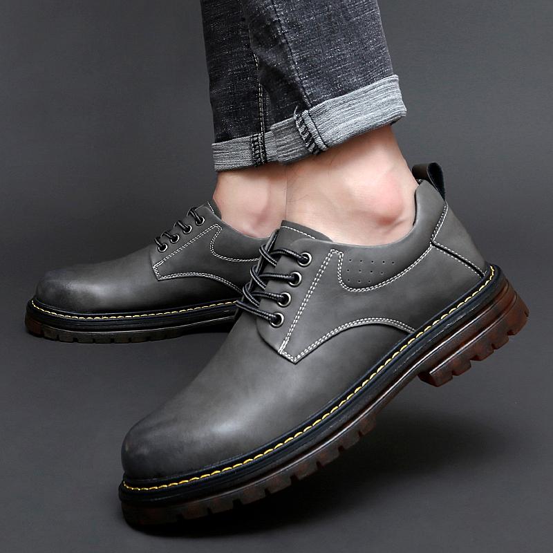2024Новые коричневые мужские повседневные туфли из натуральной кожи, брендовые низкие ботинки для мужчин, рабочая защитная обувь, пара, мотоциклетная обувь для мужчин