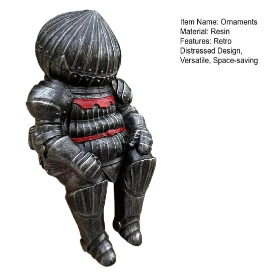 Retro Knight Armor Resin Statue, Medieval Guard Figurine for Desk Shelf, Dark Fantasy Home Decor for Office, Gift for Game Fans