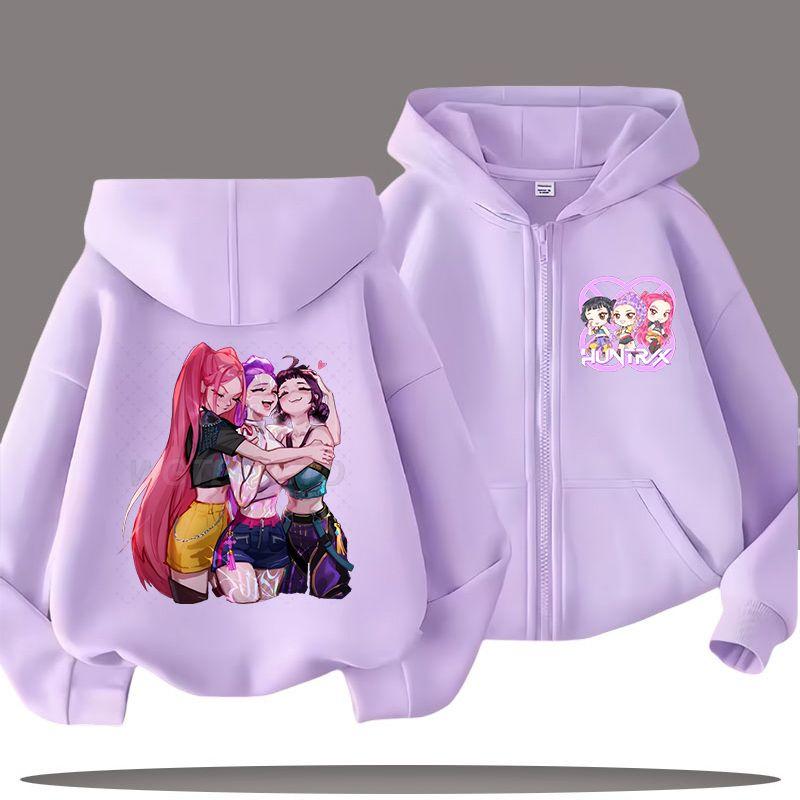 KPop Demon Hunters Zipper Hoodies for Boys and Girls, Children's Fashion Sweatshirts