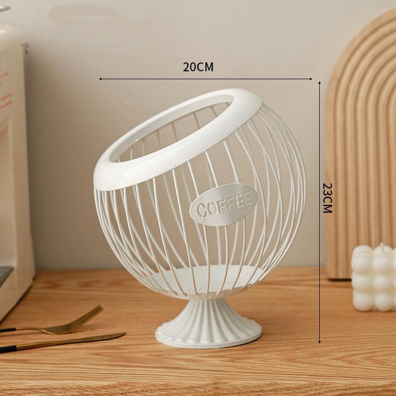 Железная корзина для хранения кофейных капсул для дома, органайзер большой вместимости, контейнер для хранения фруктов, кухонная стойка для демонстрации кофейных капсул