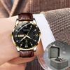 TONISH Premium Men's Wrist Watch Waterproof Leather Strap Suit Fashion + Leather Case,Korean Popular Watches
