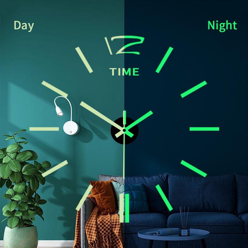 40 см светящиеся настенные часы большие часы Horloge 3D DIY акриловые зеркальные наклейки кварцевые Duvar Saat Klock современные немые