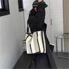 Tote Bag Large Capacity Shoulder Niche Design Bucket Bag Tote Bag Stripe Women Clash Colour Tote Underarm Commuter Bag