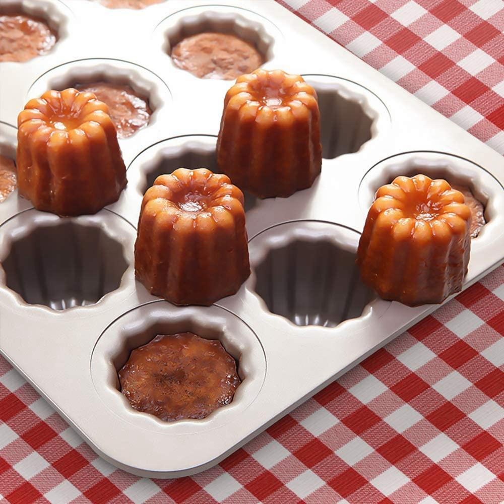 Форма для выпечки из углеродистой стали с 12 полостями, антипригарная форма для заварного крема Cannele, инструмент для выпечки, форма для торта Canele