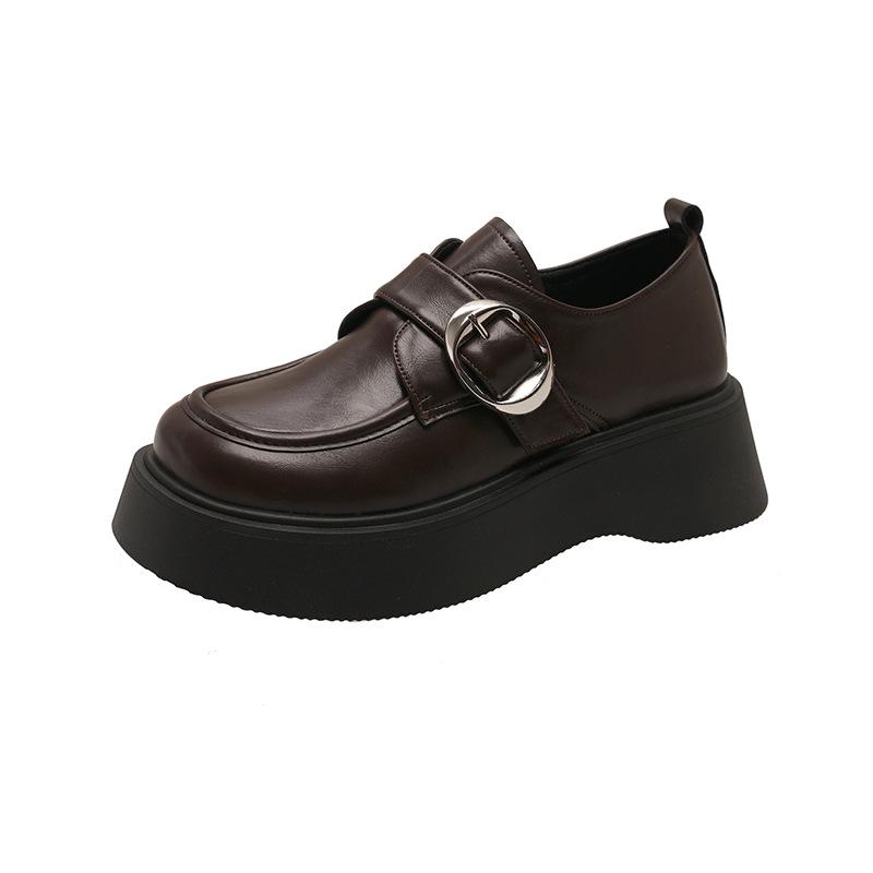 Туфли на толстой подошве в британском стиле, маленькие кожаные туфли для униформы jk, женские, новые весна-осень 2025, универсальные лоферы, популярные туфли с большим носком