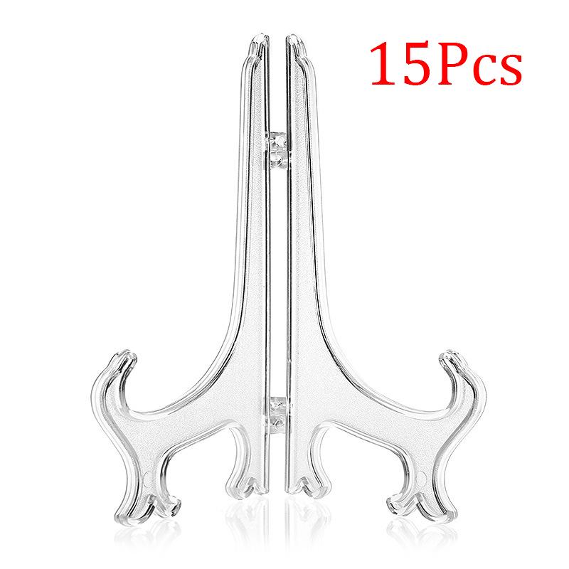 15 Pack Clear Display Easel Stand Plate Photo Picture Frame Pedestal Holder