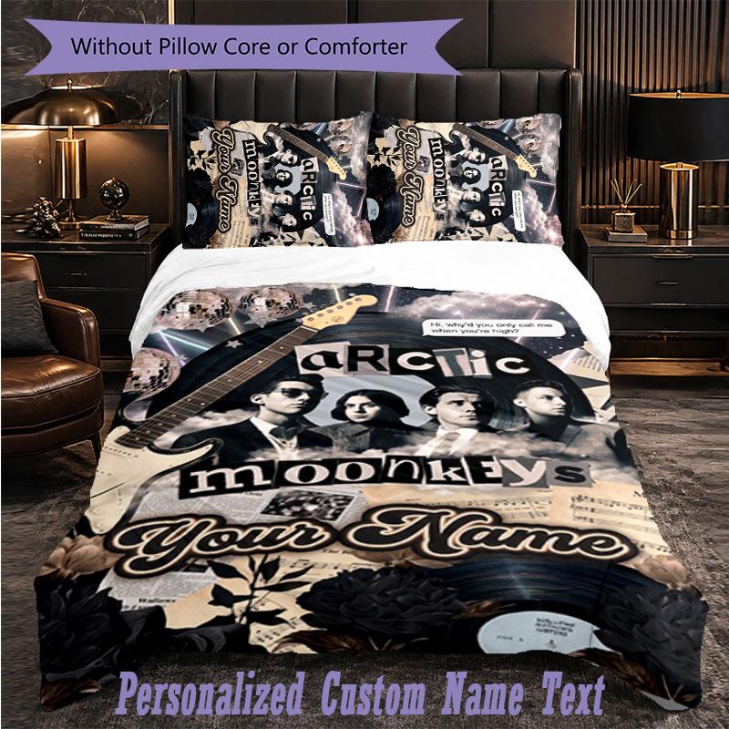 Personalized 3Pcs Bedding SetArctic Monkeys Custom Text Duvet Cover Pillowcase Set Bedroom Gift