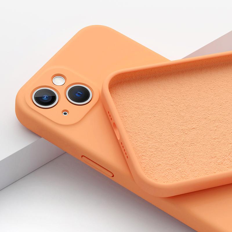 Fashion Square Liquid Silicone Cases With Inset Cloth for iPhone 11 12 13 14 15 16 Pro Max Plus Mini Covers iPhone X XR XS MAX 7 8 6 6s