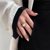 Титановое стальное кольцо с покрытием из 18-каратного золота с европейским геометрическим дизайном и инкрустацией перламутром