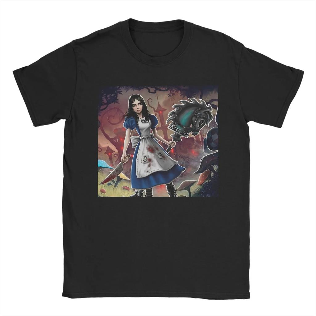 2026 Классическая игра ужасов Alice Madness Returns Графический принт Футболка Женская Мужская Харадзюку Мода Оверсайз Хлопок Мягкий Летний Новый Футболка С коротким рукавом Топы