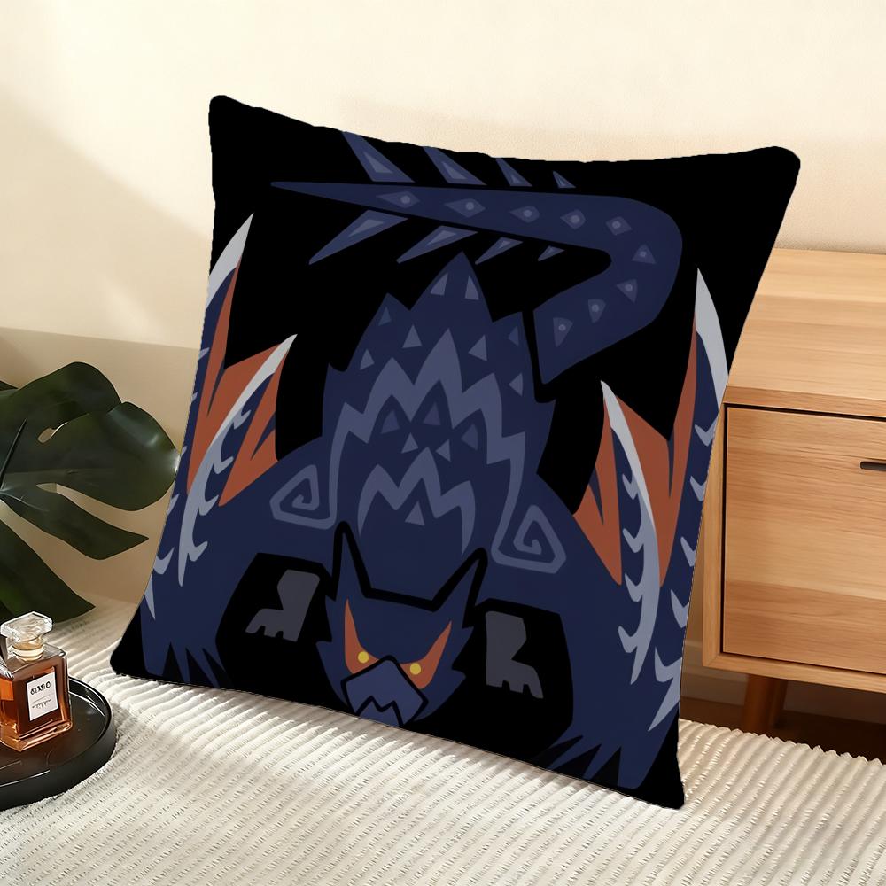 Game Mmonster Hunter Wilds Cushion Cover Soft Short Plush Pillow Cover Smooth Cozy Texture Aesthetic Cushion Case Home Decor
