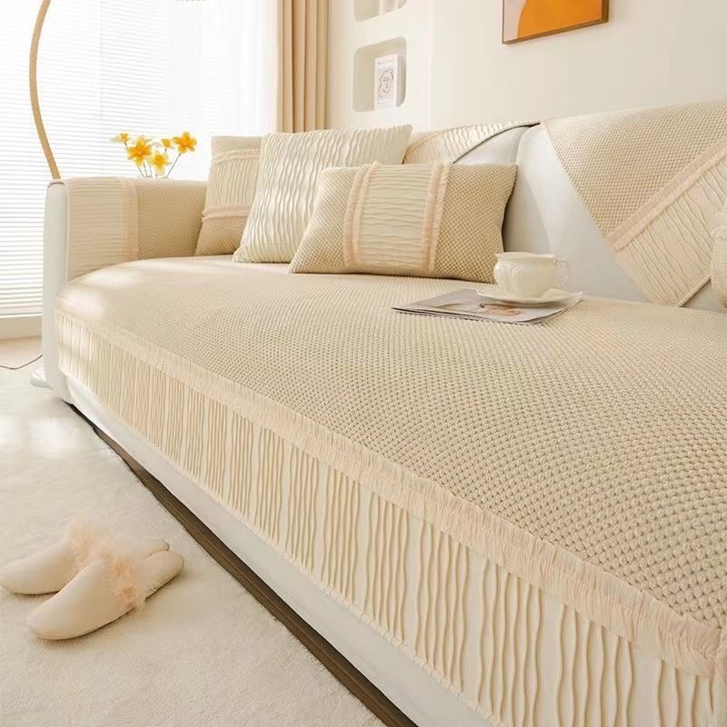 Подушка для дивана в кремовом стиле, новинка четырех сезонов, обычные ткани, кожаный чехол для дивана, легкий роскошный чехол, подушка для полотенец