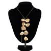 Lacteo Fashion Gold Color Leaf Shape Petals Charm Long Necklace for Women Choker Chest Chain Ladies Party Jewelry Collar Gifts