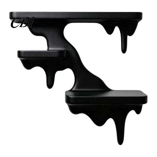 Modern Home Decor Three Layer Wall Mounted Storage Rack, PLA Melting Fluid Design Floating Shelf, Artistic Space Saving Mount Molding Display