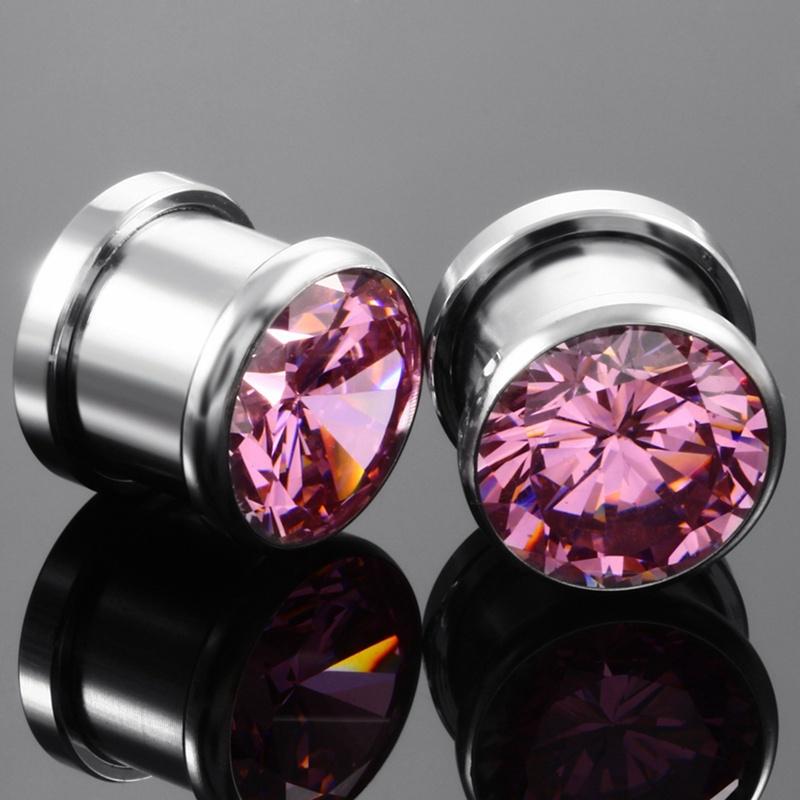 Ушной расширитель для ушей, туннельный манометр, унисекс, стальной блестящий хрустальный корпус, ювелирный винт, 2 шт.