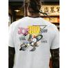 Men'S T-Shirt White Joe Rop Team Cartoon Graphic Print with French Phrases And Motorcycle Design for Casual Wear And Outdoor Activities