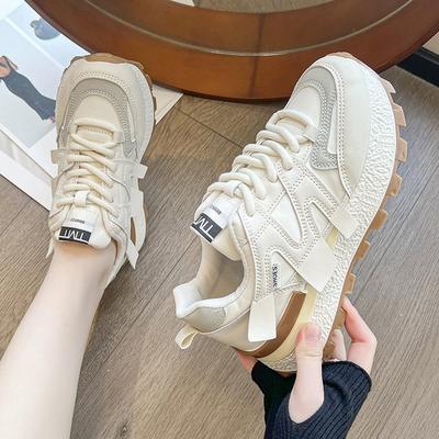 Forrest Gump Waffle Shoes Весенние универсальные женские кроссовки для увеличения роста Модные классические повседневные маленькие белые туфли на платформе Daddy Shoes