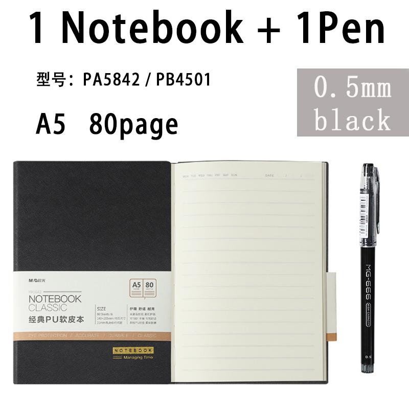 M&G A5 Notebook, 120/80-page lined notebook, smooth writing, suitable for diaries, school, and office use