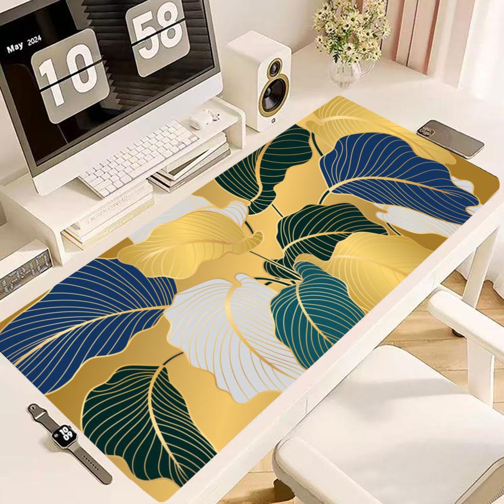 Luxury Gilded Chinese Floral Art Large Desk Mat Mousepad Gaming Office Desktop Bedroom Laptop Keyboard Accessories
