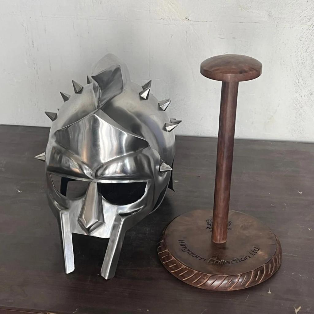 Greek Armour Gladiator Helmet for Role Play with Free Display Stand Maximus Decimus Meridians Armour Helmet